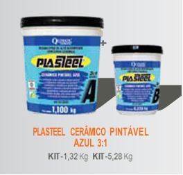 Plasteel cerâmico azul pintável 1.320 Gramas