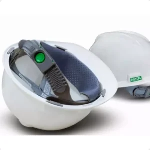 311312, CAPACETE V-GARD, ABA FRONTAL, BRANCO, PUSH KEY, JUGULAR TEXTIL - MSA